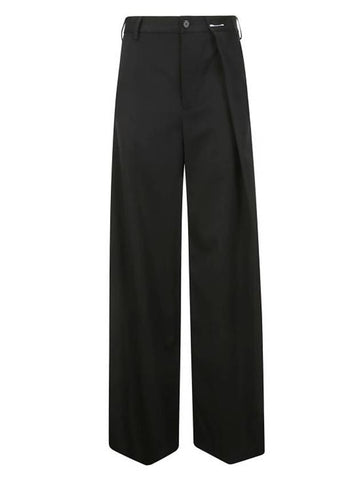 Pleated Wool Wide Pants Black - MAISON MARGIELA - BALAAN 1