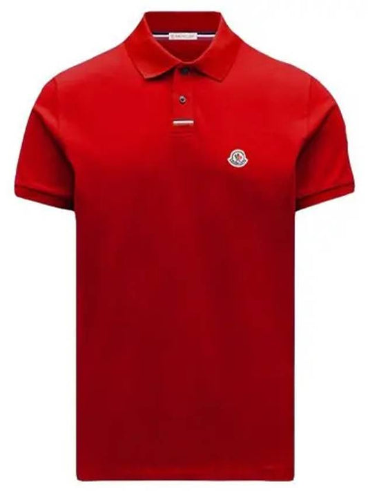 Logo Patch Short Sleeve Polo Shirt Red - MONCLER - BALAAN 2