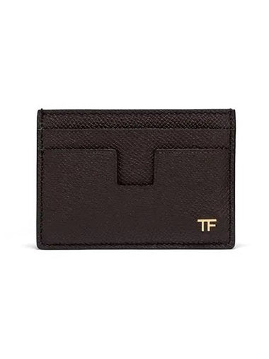 Men's Gold Logo Card Wallet Brown - TOM FORD - BALAAN 1