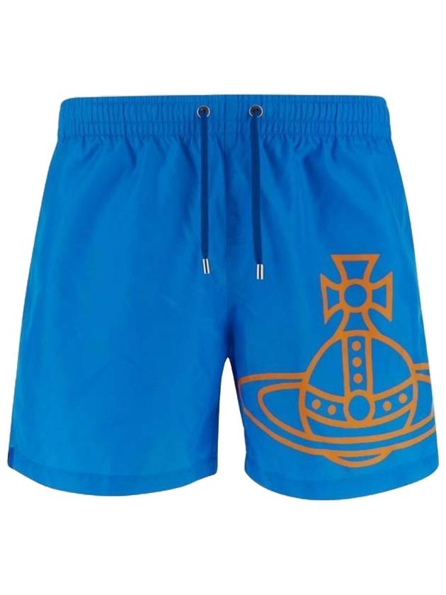 Men's Logo Printing Swim Shorts Ocean Blue - VIVIENNE WESTWOOD - BALAAN.