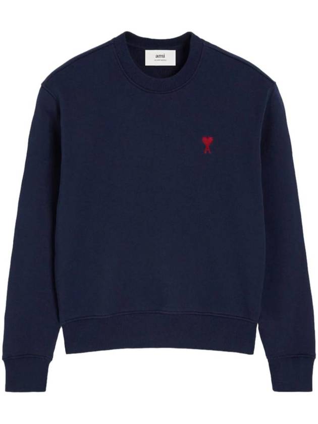 Small Heart Logo Sweatshirt Navy - AMI - BALAAN 1