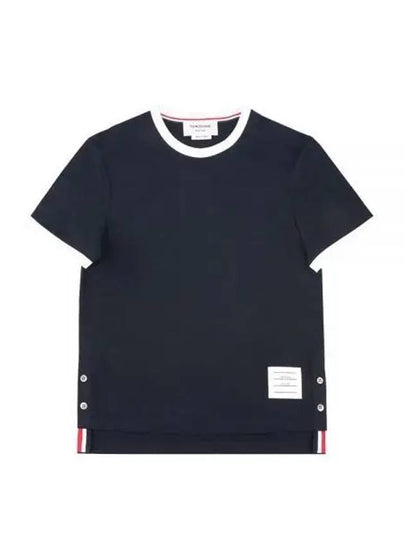 Asymmetric Hem Short Sleeve T-Shirt Navy - THOM BROWNE - BALAAN 2