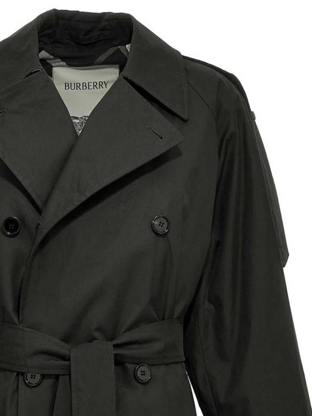 Long Gabardine Trench Coat Black - BURBERRY - BALAAN 5