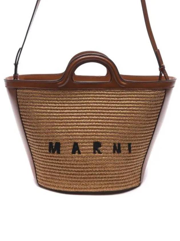 Leather Raffia Tropicalia Tote Bag Rosiena - MARNI - BALAAN 2