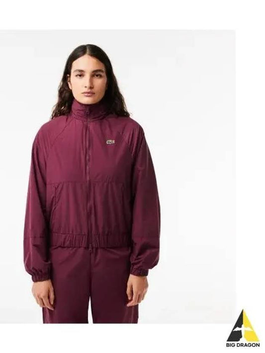 Women s Relaxed Fit Drawstring Windbreaker Burgundy - LACOSTE - BALAAN 1