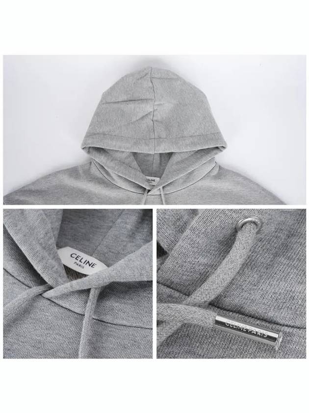 Oversized Cotton Fleece Hoodie Grey - CELINE - BALAAN 6