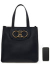 Maxi Gancio Tote Bag Black - SALVATORE FERRAGAMO - BALAAN 7