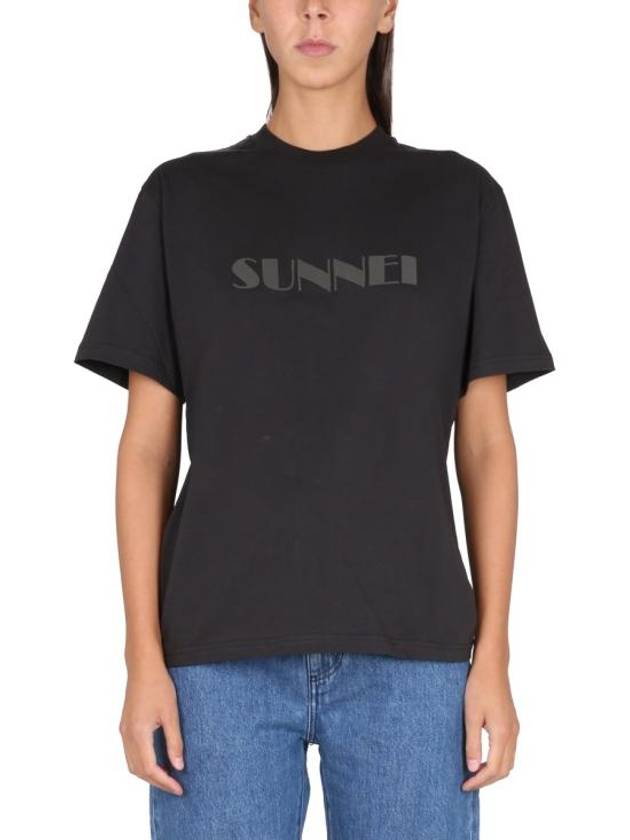 Classic Logo Print Cotton Short Sleeve T-Shirt Black - SUNNEI - BALAAN 2