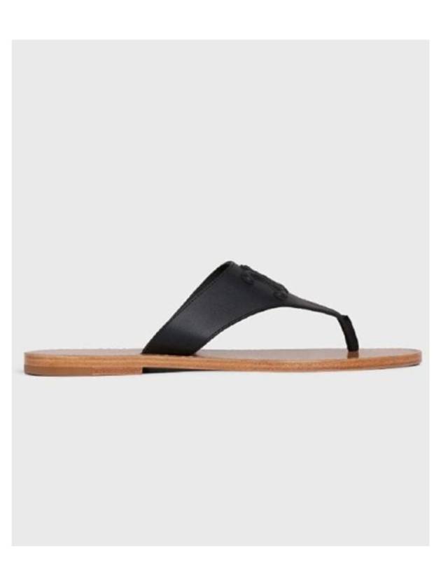 Triomphe Leather Flip Flops Black - CELINE - BALAAN 3