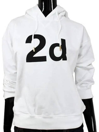 Dsquared Women's 2D Logo Print Hooded Sweatshirt White 72GP0273 010 - DSQUARED2 - BALAAN 1