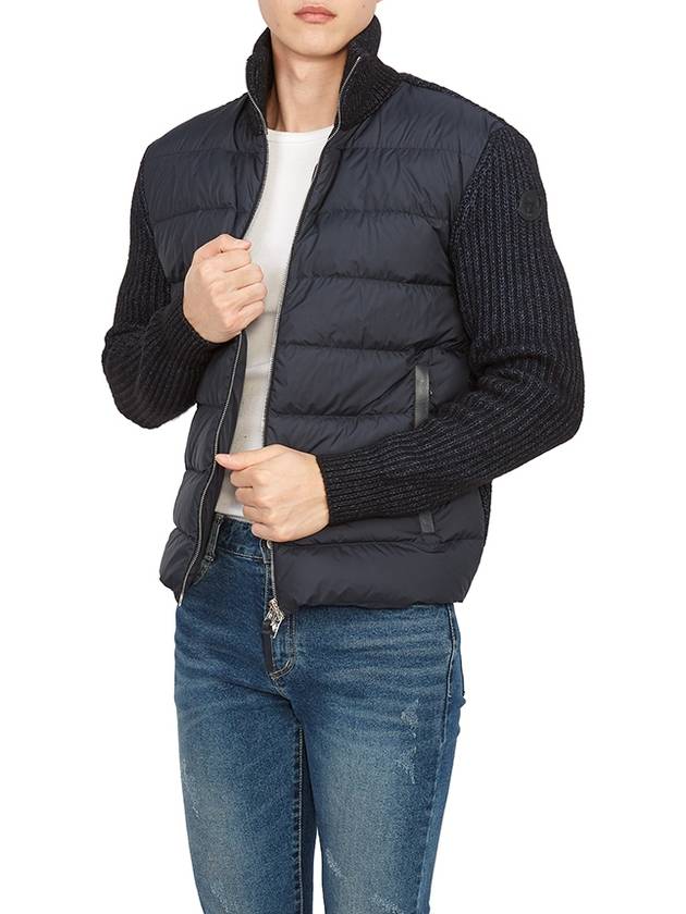 Padded Wool Blend Cardigan Navy - MONCLER - BALAAN 7