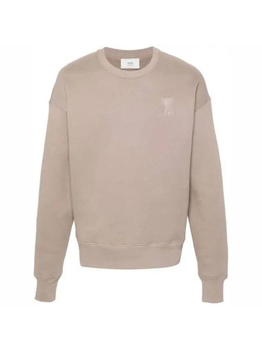 De Coeur Embossed Logo Crewneck Sweatshirt Marron Tan - AMI - BALAAN 1