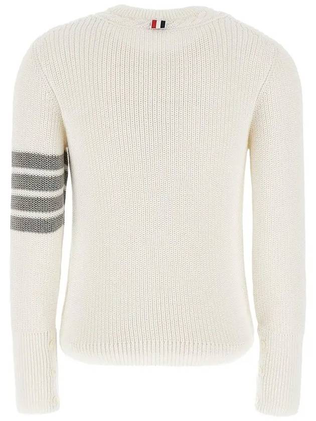 Women's 4 Bar Crew Neck Cotton Knit Top White - THOM BROWNE - BALAAN 4