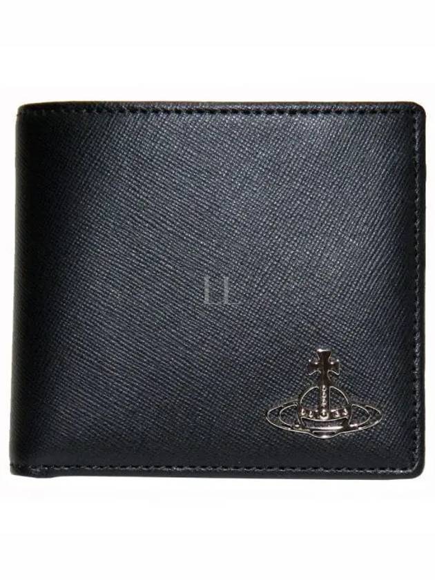 ORB Logo Plaque Leather Half Wallet Black - VIVIENNE WESTWOOD - BALAAN 2