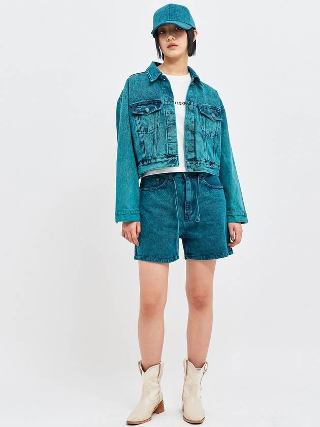 Soju Crop Denim Trucker Jacket Green - C WEAR BY THE GENIUS - BALAAN 3