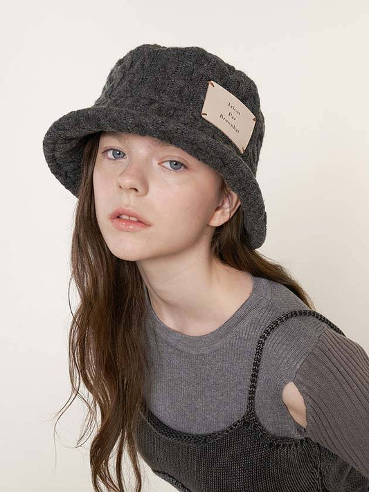 Tricot Bucket Hat Charcoal - BROWN HAT - BALAAN 2