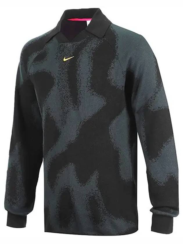 Soccer Wear Knit Long Sleeve Polo Shirt Black - NIKE - BALAAN 3