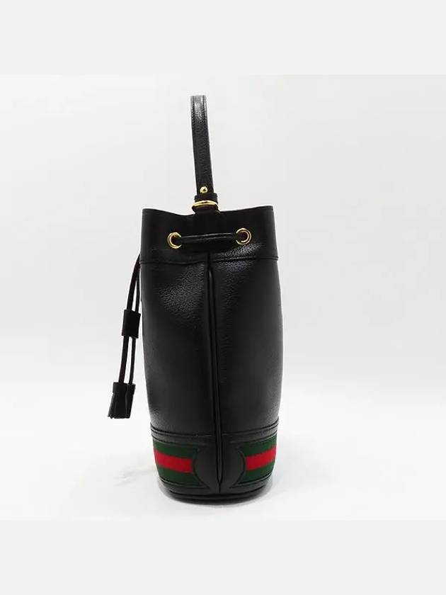 610846 Black Leather Web Stripe Ophidia Small Bucket Tote Bag Shoulder Strap 2WAY - GUCCI - BALAAN 3