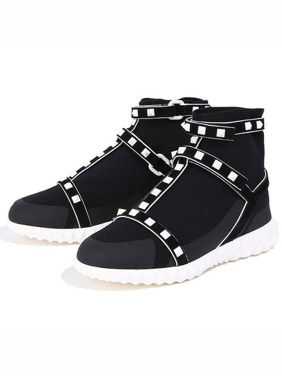 Bodytech Rockstud High Top Sneakers Black - VALENTINO - BALAAN 2