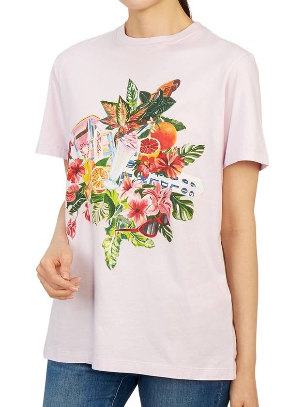 Golden Goose Printed T shirt Women s Pink Tropical Print Short Sleeve - GOLDEN GOOSE - BALAAN 8