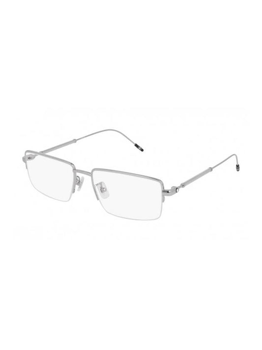 Eyewear Rectangle Semi-Rimless Metal Eyeglasses Silver - MONTBLANC - BALAAN 1