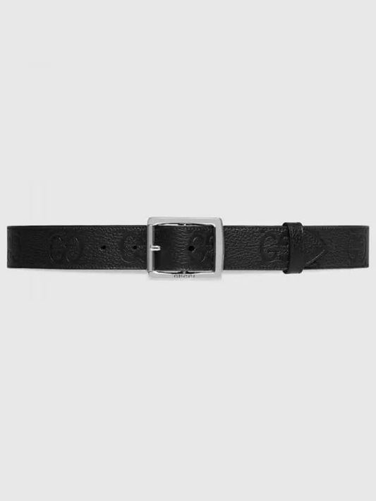 GG Rubber Effect Leather Belt Black - GUCCI - BALAAN 2