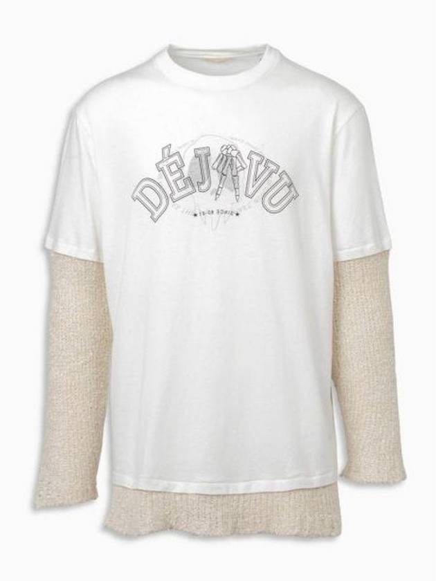 Deja Vu Print Layered Long Sleeve T-Shirt White - OUR LEGACY - BALAAN 2