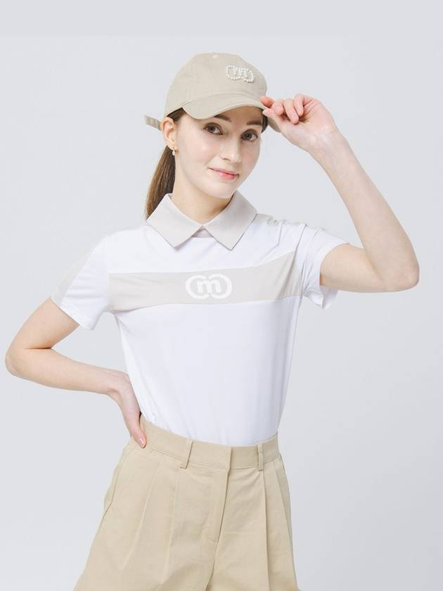 Golf Dry Cool Functional Shirt Collar Beige Short Sleeve T-Shirt DO3222TS02-1 - DOYOUKNOWMC GOLF WEAR - BALAAN 1