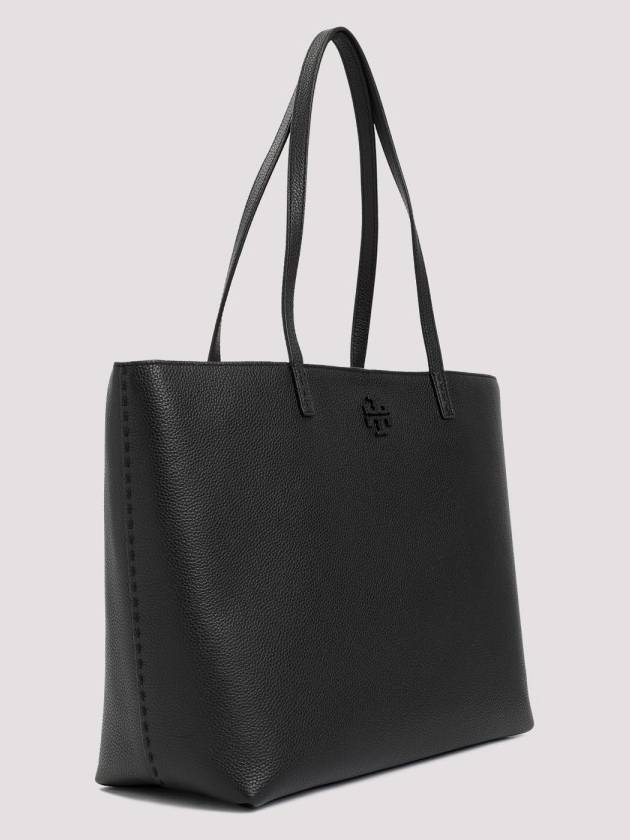 McGraw Logo Leather Tote Bag Black - TORY BURCH - BALAAN 3