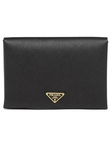 Saffiano Document Clutch Bag Black - PRADA - BALAAN 1