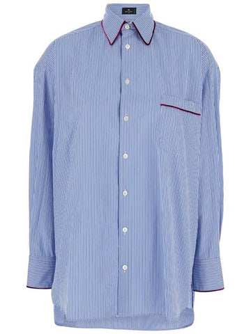 Oversized Light Blue Striped Shirt In Cotton Woman - ETRO - BALAAN 1