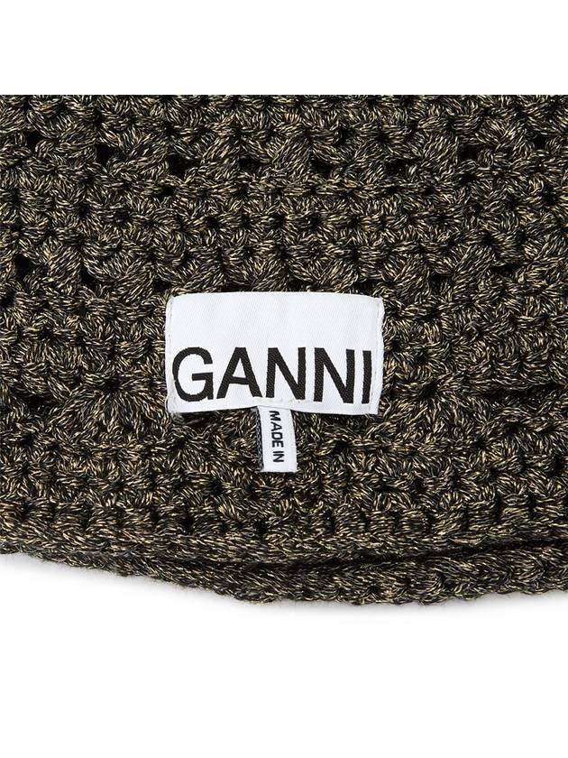 Metallic Crochet Bucket Hat Black - GANNI - BALAAN 6