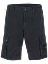 Men's Logo Patch Cargo Bermuda Shorts Blue - STONE ISLAND - BALAAN 2