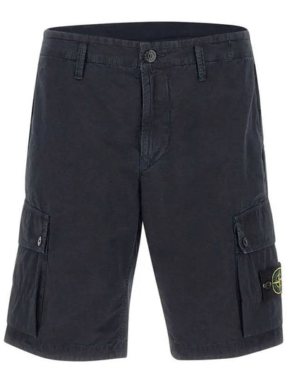 Men's Logo Patch Cargo Bermuda Shorts Blue - STONE ISLAND - BALAAN 2