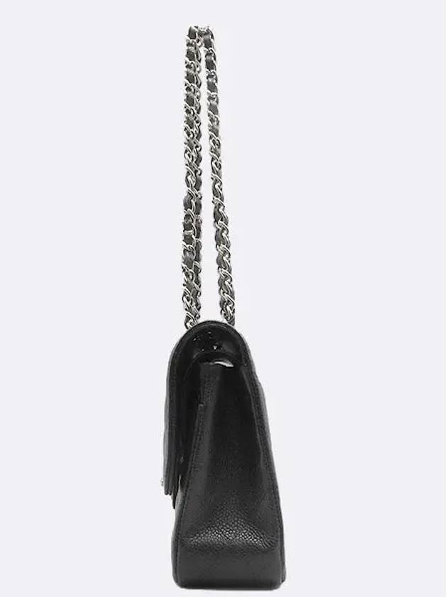 A01112 Black Caviar Skin Classic Medium M Size Flap Chain Shoulder Bag - CHANEL - BALAAN 3