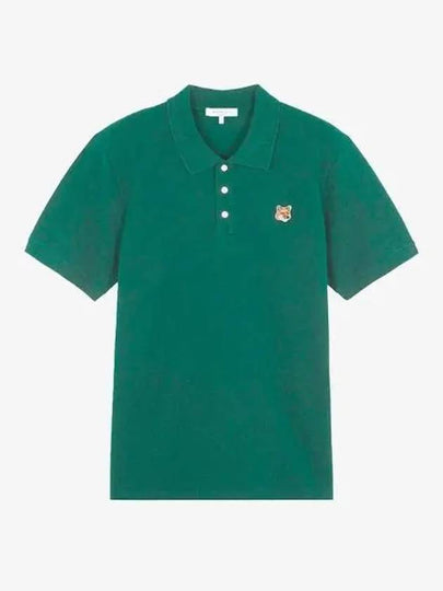 Fox Head Patch Cotton Polo Shirt Green - MAISON KITSUNE - BALAAN 2