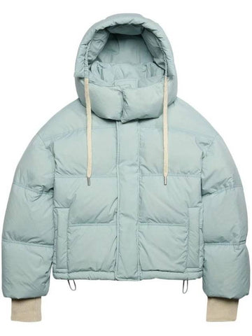 Oversized Nylon Puffer Down Jacket Aquamarine - AMI - BALAAN 1