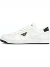 Downtown Triagle Logo Leather Low Top Sneakers White - PRADA - BALAAN 2