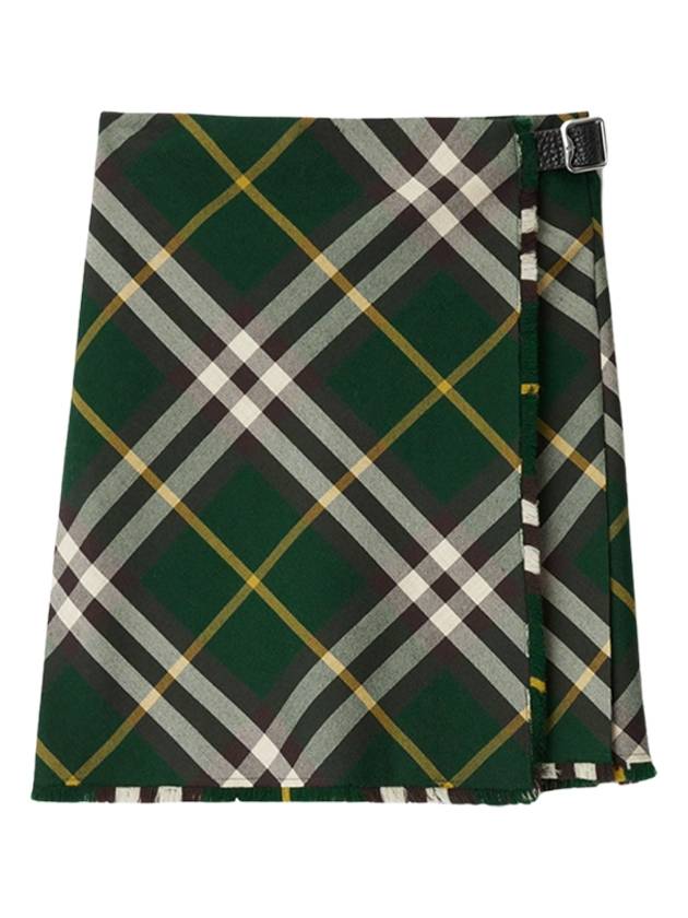 Check Pattern Wool A-Line Skirt Green - BURBERRY - BALAAN 2