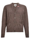 Men's Jersey Stitch V-Neck Cardigan Brown - THOM BROWNE - BALAAN 2