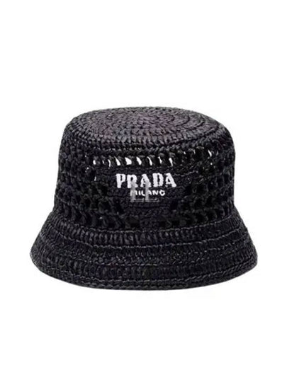 Logo Detail Bucket Hat Black - PRADA - BALAAN 2