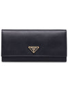 Saffiano Triangular Logo Flap Long Wallet Black - PRADA - BALAAN 2