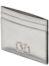 V Logo Signature Metallic Card Wallet Silver - VALENTINO - BALAAN 3