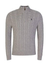 Men's Embroidery Pony Cable Half Zip Up Knit Top Grey - POLO RALPH LAUREN - BALAAN 3