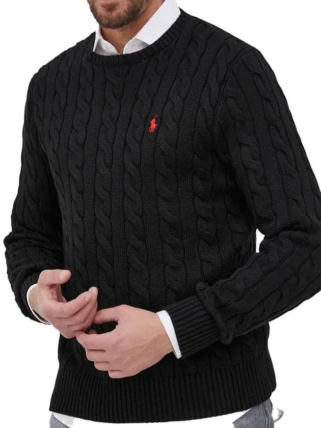 Embroidery Logo Cable Knit Top Black - POLO RALPH LAUREN - BALAAN 3