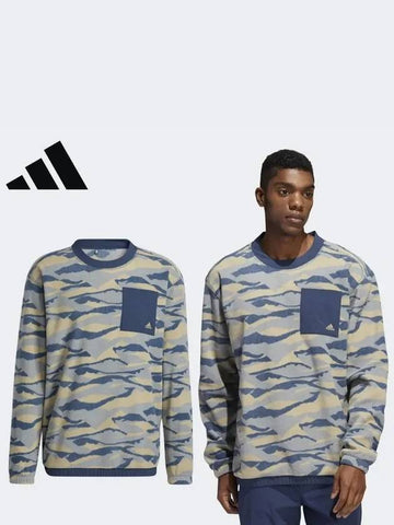 HF6525 Textured Print Crew Sweater Shirt - ADIDAS GOLF - BALAAN 1