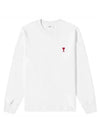 Small Heart Logo Long Sleeve T-Shirt White - AMI - BALAAN 1