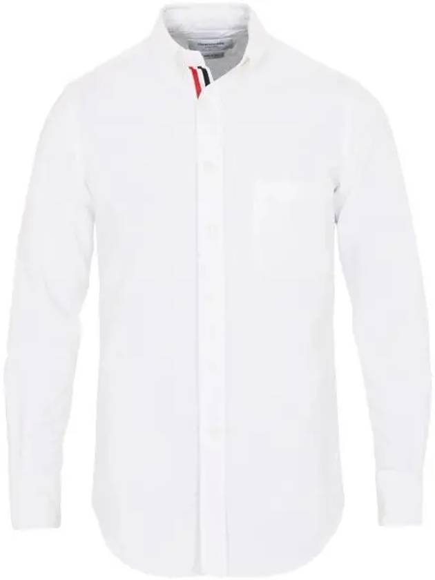 Oxford Grosgrain Placket Cotton Long Sleeve Shirt White - THOM BROWNE - BALAAN 2