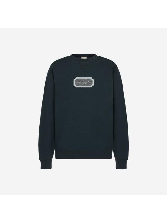 Contrast Couture Embroidery Sweatshirt Green - DIOR - BALAAN 1