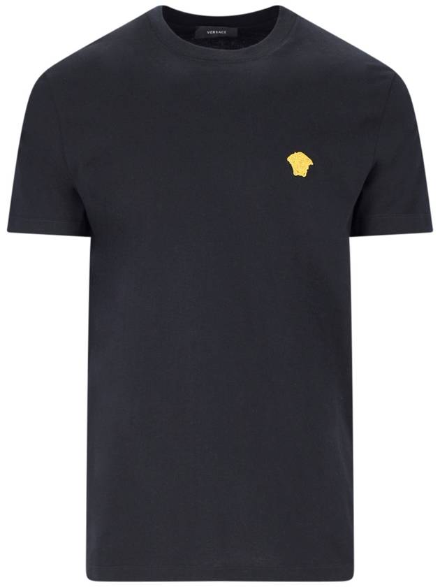 Medusa Embroidery Cotton Short Sleeve T-shirt Black - VERSACE - BALAAN 2